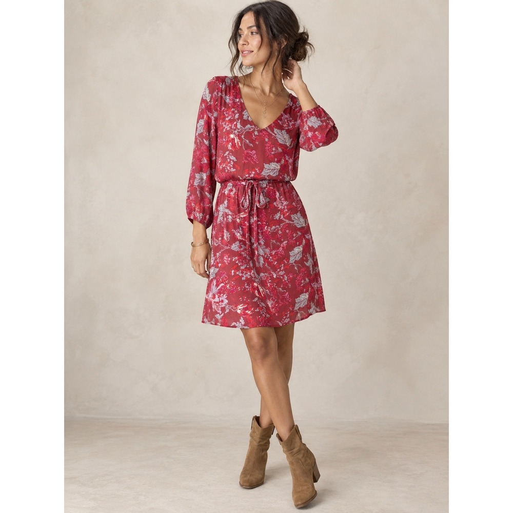 Lucky Brand Boho Romantic Floral Long Sleeve Dress S